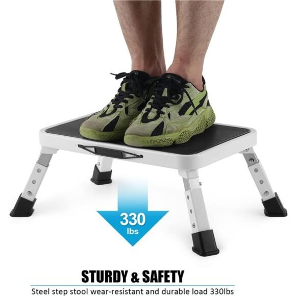 Folding Step Stool, Height-Adjustable Step Stool with Non-Slip Platform - Picture 3 of 8